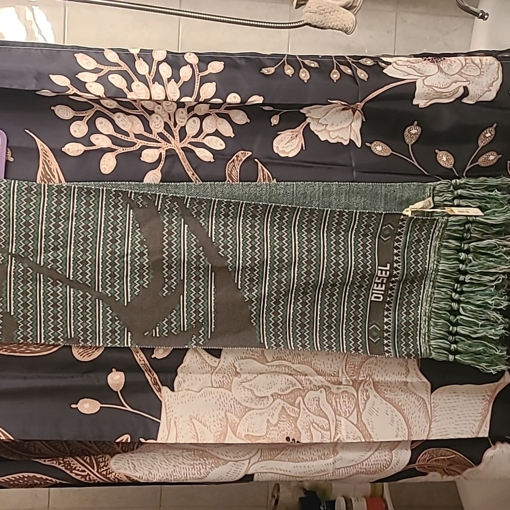 Diesel Green Patterned Scarf - Picture 7 of 11
